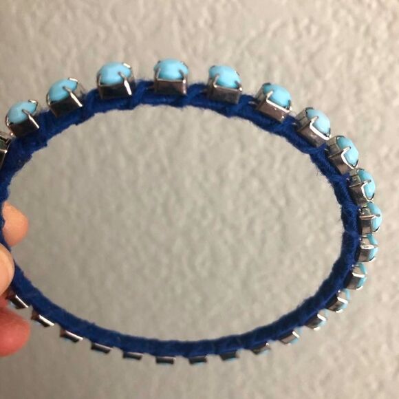 New Aqua Blue Stone Bangle Bracelet - Picture 2 of 3